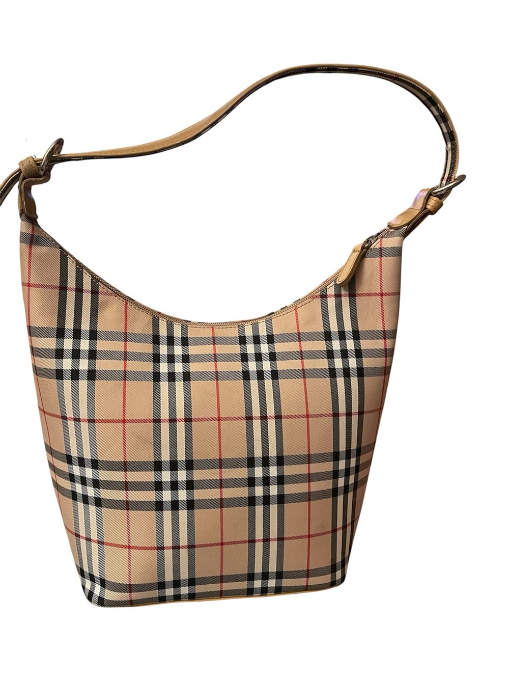 Classic Y2K Tan Plaid Shoulder Handle Handbag Purse Adjustable Strap